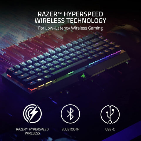 Razer BlackWidow V3 Mini 65% Wireless Mechanical Gaming Keyboard: HyperSpeed Wireless - Green Tactile and Clicky Switches - Doubleshot ABS Keycaps - 200Hrs Battery Life