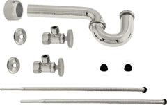 Westbrass D1538L-07 Pedestal Sink Lavatory Supply Line Kit with P-Trap and Round Handle Angle Stops, Satin Nickel