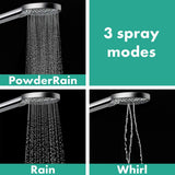 hansgrohe Raindance Select S Adjustable 5-inch Handheld Shower Head Set Modern 3 Spray PowderRain, Full and Massage Easy Install with Hose in Chrome, 1.75 GPM, 04905000