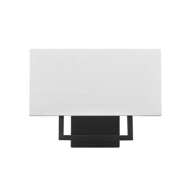 Globe Electric 65000081 2-Light Wall Sconce, Matte Black, White Linen Shade, ...