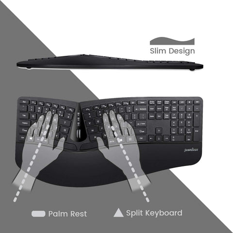 Perixx Periduo-605, Wireless Ergonomic Split Keyboard and Vertical Mouse Comb...