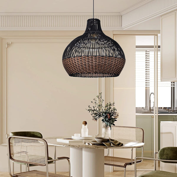 Arturesthome Rattan Pendant Lights, Wicker Chandelier Boho Basket Lighting Fi...