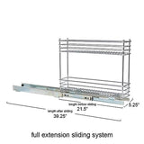 Household Essentials Narrow Sliding Cabinet Organizer, Two Tier 5", Chrome