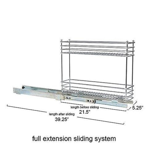 Household Essentials Narrow Sliding Cabinet Organizer, Two Tier 5", Chrome