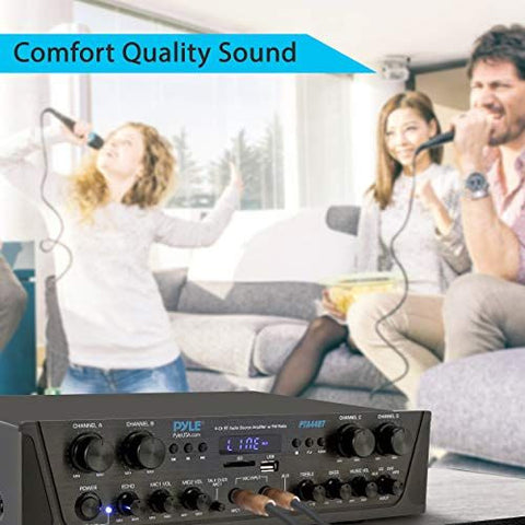 Pyle 500W Karaoke Wireless Bluetooth Amplifier - 4 Channel Stereo Audio Home...