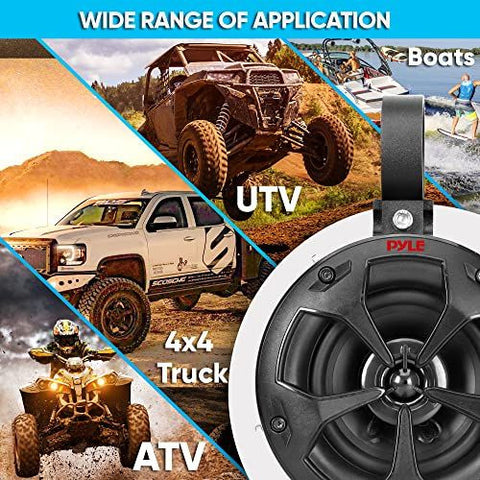 Pyle PLUTV41BK 2-Way Dual Waterproof Off-Road Speakers, 4 Inch 4 inch, Black