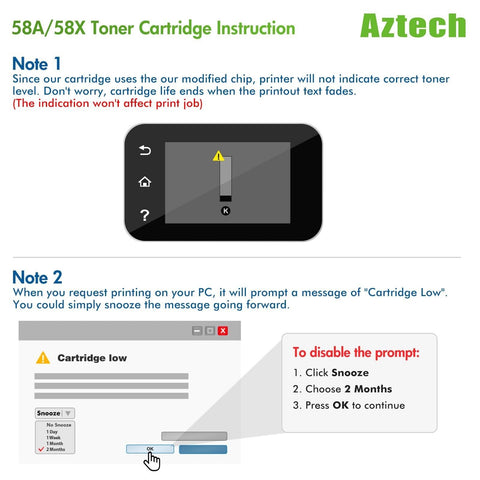 Aztech Compatible Toner Cartridge Replacement for HP 58A CF258A, Black - 2 Pack