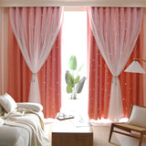 Kinryb Princess Curtains for Girls Bedroom with Sheer Overlay,Double Layer Cu...