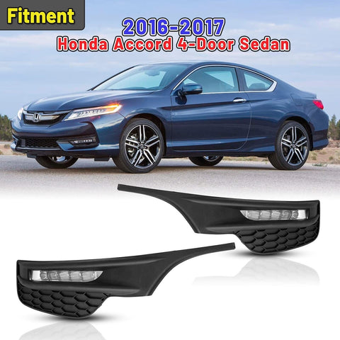 AUTOWIKI Fog Lights LED for 2016 2017 Honda Accord 4 Door Sedan 4Dr Lamp OEM ...