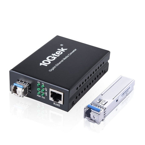 ipolex A Pair of Bidi Gigabit Single-Mode LC Fiber to Ethernet Media Converte...