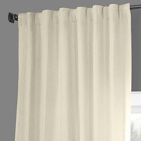 HPD Half Price Drapes French Linen Curtains 108 50W x 108L, Ancient Ivory