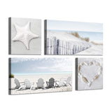 ARTISTIC PATH Beach Wall Art Seascape Print: Starfish & Chair on Seaside Gicl...