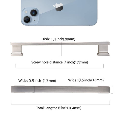 COTYKILEY 10 Pack 7 Inch(177mm) Brushed Satin Nickel Cabinet Handles Kitchen ...
