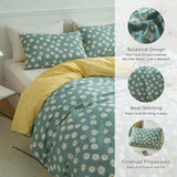 EAVD Garden Style Daisy Floral Comforter Set Twin XL Sage Green Soft Microfib...