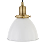 Henn&Hart 8" Wide Pendant with Metal Shade in Cloud White/Gold, for Home, Liv...