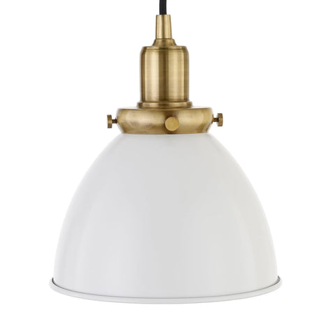 Henn&Hart 8" Wide Pendant with Metal Shade in Cloud White/Gold, for Home, Liv...