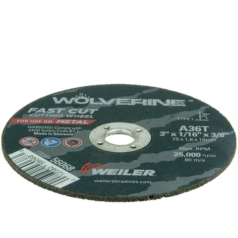 Weiler 56068 3-Inch Cutting Wheel, Wolverine AO Steel/Metal Fast Cut, Value C...