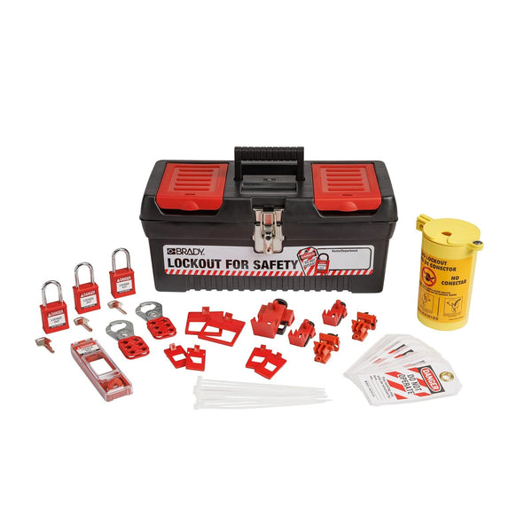 BRADY Electrical Lockout Tagout Kit - Hasps, Clamp on, Universal Multipole Ci...