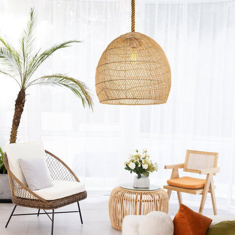Arturesthome 1 Light Natural Rattan Pendant Light Fixture,Woven Pendant Light...
