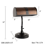 Lavish Home Banker's Lamp - Mission-Style LED Table or Desk Light with Amber ...