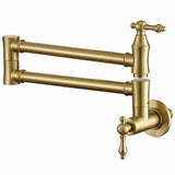 MONDAWE Brushed Gold Pot Filler Faucet, Wall Mount Stove Faucet, 1.8 GPM Retr...