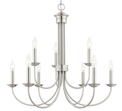 Livex Lighting 42687-91 9 Light Brushed Nickel Chandelier 30"L x 30"W x 27"H