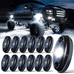 LED White Rock Lights 12PCS for Off Road Truck ATV SUV RZR Auto Car Boat Wate...