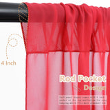 Ceiling Drapes for Weddings Red Sheer Draping Fabric 5x15FT 4 Panels Chiffon ...