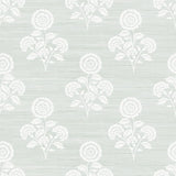 Flourish Block Print Whisper Blue Faux Grasscloth Peel and Stick Wallpaper, S...