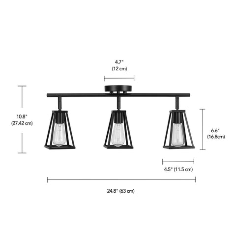 Globe Electric 64000005 25" 3-Light Track Bar Wall Sconce, Matte Black, E26 B...