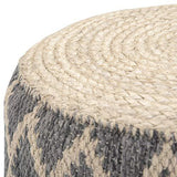 SIMPLIHOME Edgeley Round Pouf, Footstool, Upholstered 18 inch, Grey, Natural