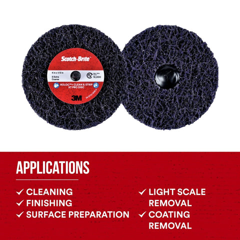 3M Scotch-Brite Clean and Strip XT Pro Disc, 4 in x 1/2 in, Roloc+, Metal, Ru...