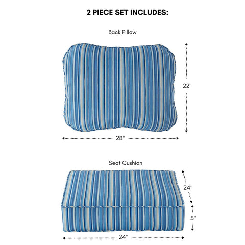 Greendale Home Fashions 2-Piece Outdoor Deep Seat Cushion Set, Steel Blue Str...