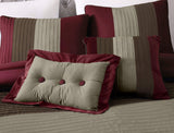Chezmoi Collection Loft 8-Piece Luxury Striped Comforter Set (Full, Burgundy/...