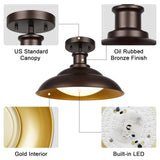 Barn Style Semi Flush Mount Ceiling Light, 16 Inch LED Dimmable Ceiling Light...