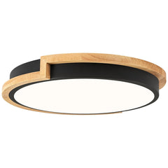 Dimmable Wood LED Flush Mount Ceiling Lights, 5CCT 2700K-6000K Black Hallway ...