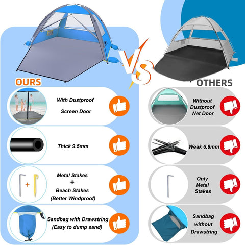 Happy Travel Beach Tent, UPF 50+ UV Protection Sun Shade Shelter for 3/4/5/6/...