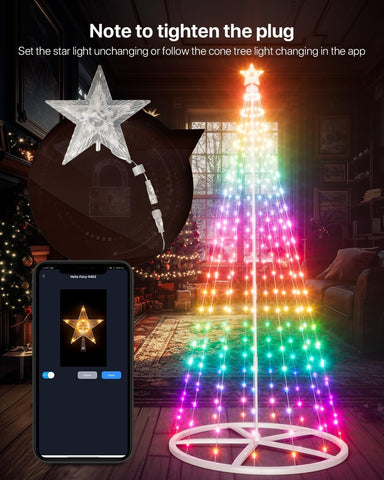 9Ft Lighted Christmas Tree Outdoor, Smart LED Christmas Cone Tree Light, DIY ...
