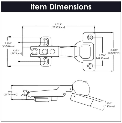 Hickory Hardware P5111-14-10B Euro Cabinet Concealed Hinge - Partial Overlay ...