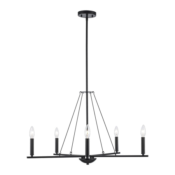 TRANS GLOBE 11645 BK I Linden Collection 30 Inch Five-Light Chandelier - in a...