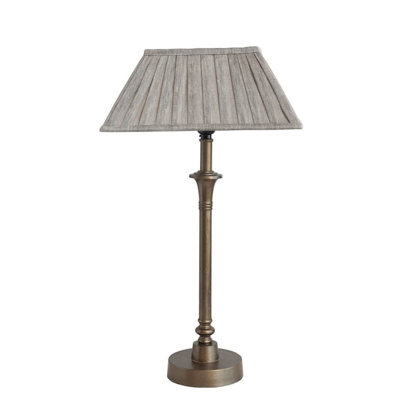 Creative Co-Op Farmhouse Metal Pleated Linen Shade, Brass and Grey Table Lamp...