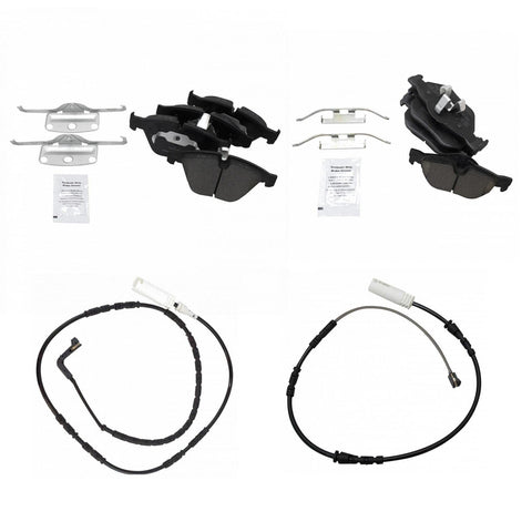 TRQ Front & Rear Brake Pads Brake Pad Wear Sensor Ceramic Compatible with 200...