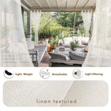 HolidayIdeas Linen Outdoor Sheer Curtains for Patio Waterproof-4 Panels Semi ...