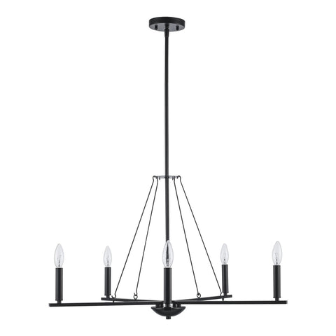TRANS GLOBE 11645 BK I Linden Collection 30 Inch Five-Light Chandelier - in a...