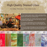 Bieye W10042 Baroque Tiffany Style Stained Glass Window Panel with Chain, Blu...