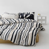 KAREVER Striped Comforter Queen Black White Comforter 3 Pieces Soft Stripes C...