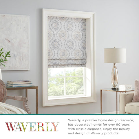 Waverly Adonis Medallion 100% Blackout Roman Shade, Cordless and Noise Reduci...