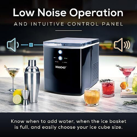 Igloo Large-Capacity Automatic Portable Electric Countertop Ice 33 Lb, Black