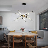 Modern Chandelier,Black and Gold Chandelier 12 Light LED Dimmable Pendant Lig...