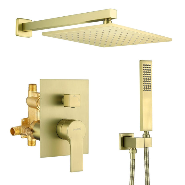 SHAMANDA Brass Rainfall Shower System, Luxuly Bathroom Shower Faucet Combo Se...